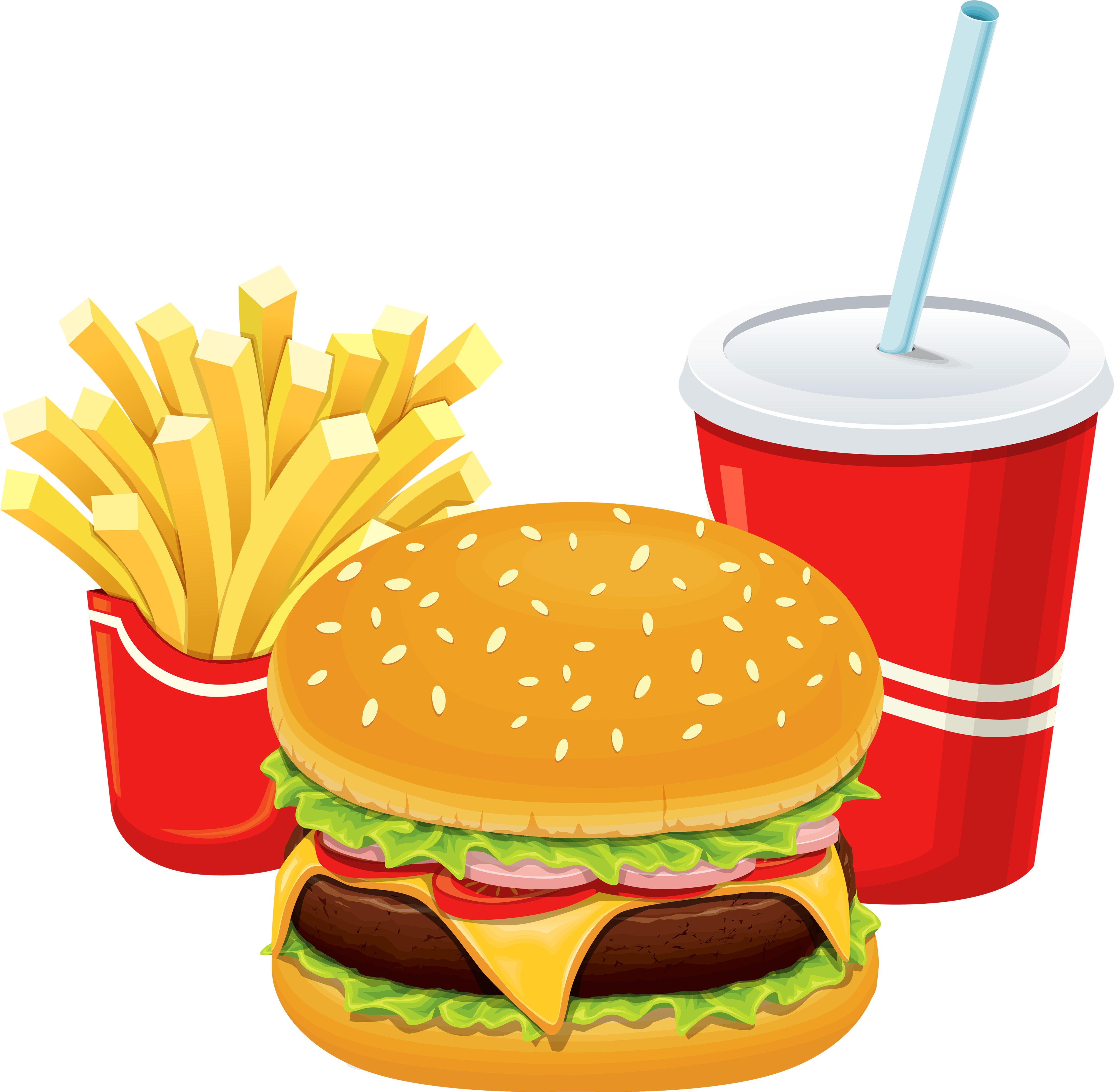 Hamburger Fries And Cola Png Clipart - Non Communicable Diseases Caused By Having Unhealthy (4000x3921)