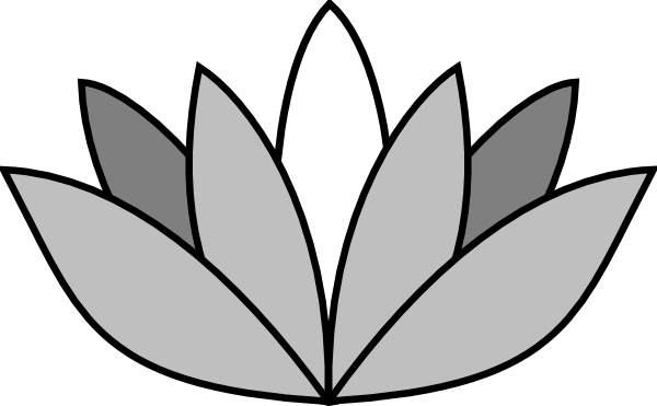 Greyscale Lotus Flower Clip Art - Easy Draw Lotus Flower (600x371)