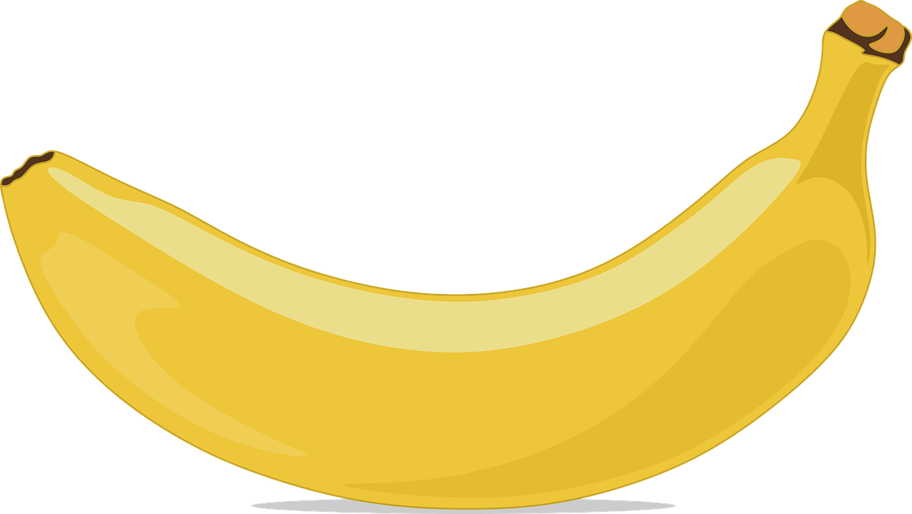 Banana Fruit Yellow Clip Art Food Healthy Sweet - Banana Vector (1280x722)