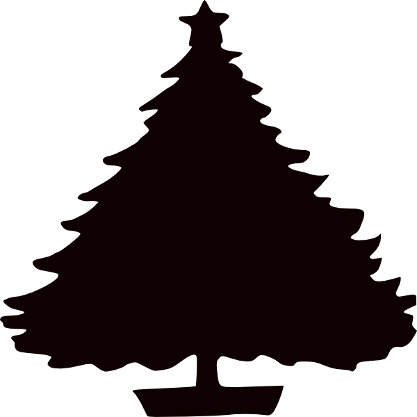 Black Christmas Tree Silhouette Clip Art - Black Christmas Tree Silhouette Clip Art (600x600)