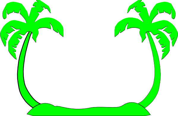 Double Palm Trees Green Clip Art - Camisetas Familiares Para Vacaciones (600x391)