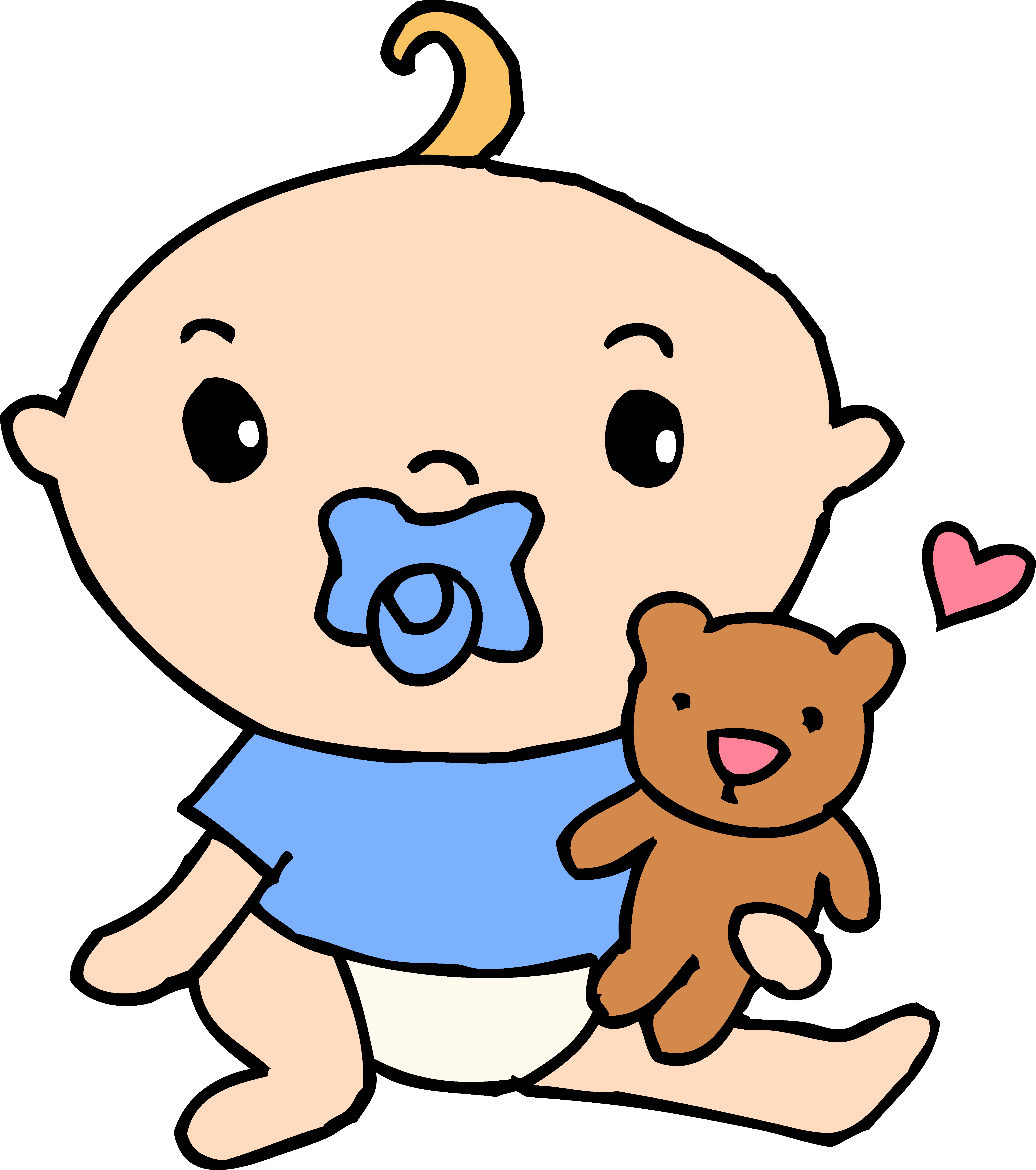 Baby Boy Monkey Clip Art - Cartoon Baby With Pacifier (4755x5367)