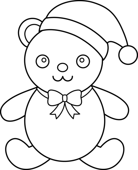 Teddy Bear Black And White Christmas Clipart Black - Teddy Bear Black And White Christmas Clipart Black (447x550)