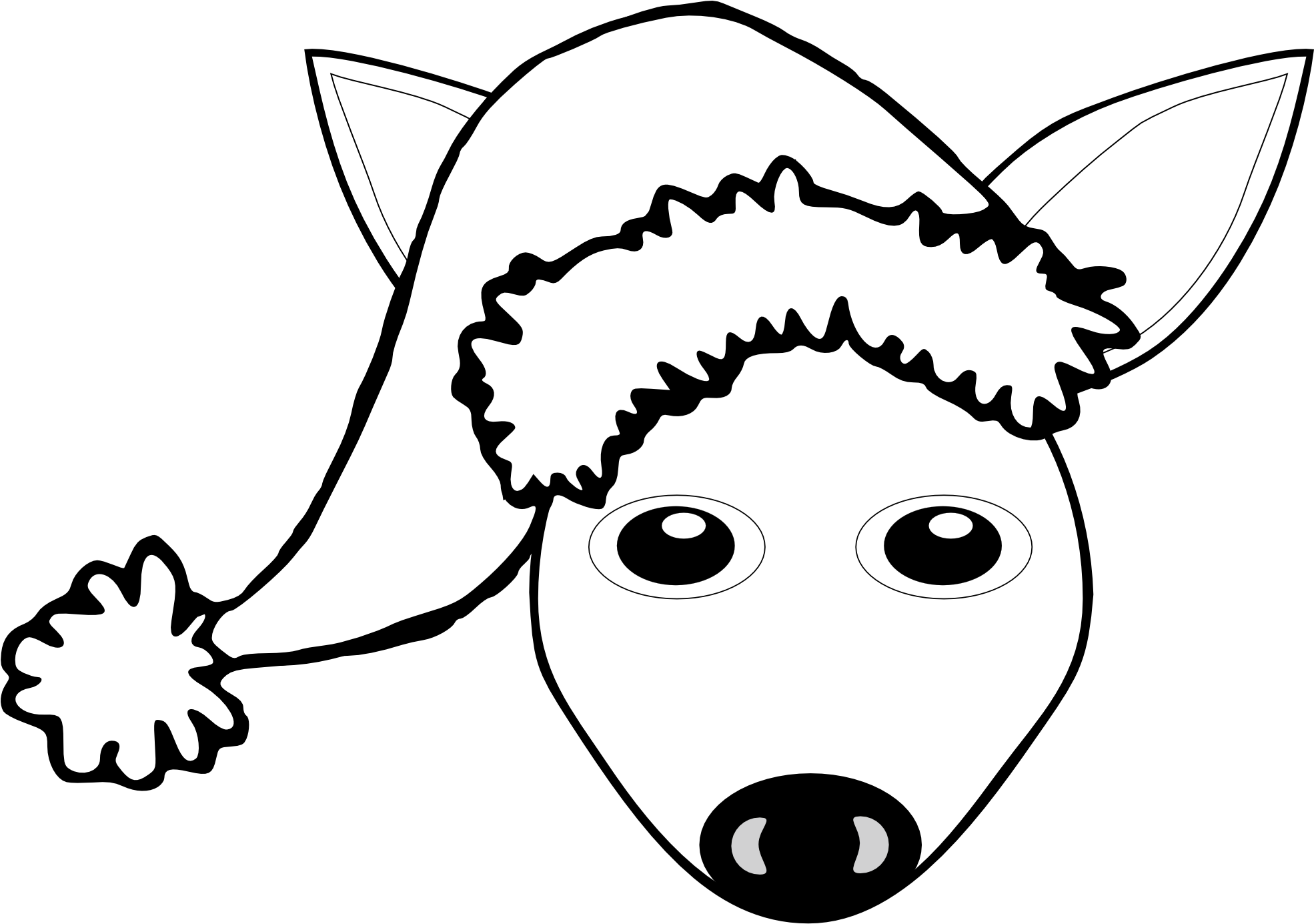 Fawn 1 Face With Santa Hat Black White Line Art Christmas - Fawn 1 Face With Santa Hat Black White Line Art Christmas (1969x1516)