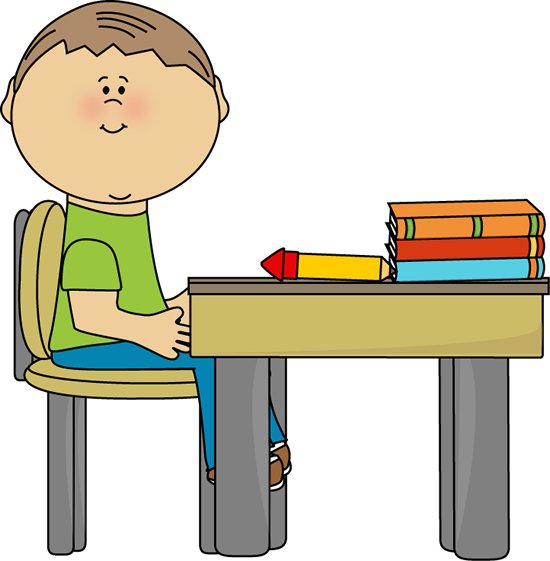 School Boy At School Desk - School Boy At School Desk (550x561)