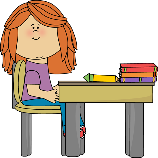 Little Girl At School Desk - Little Girl At School Desk (550x552)