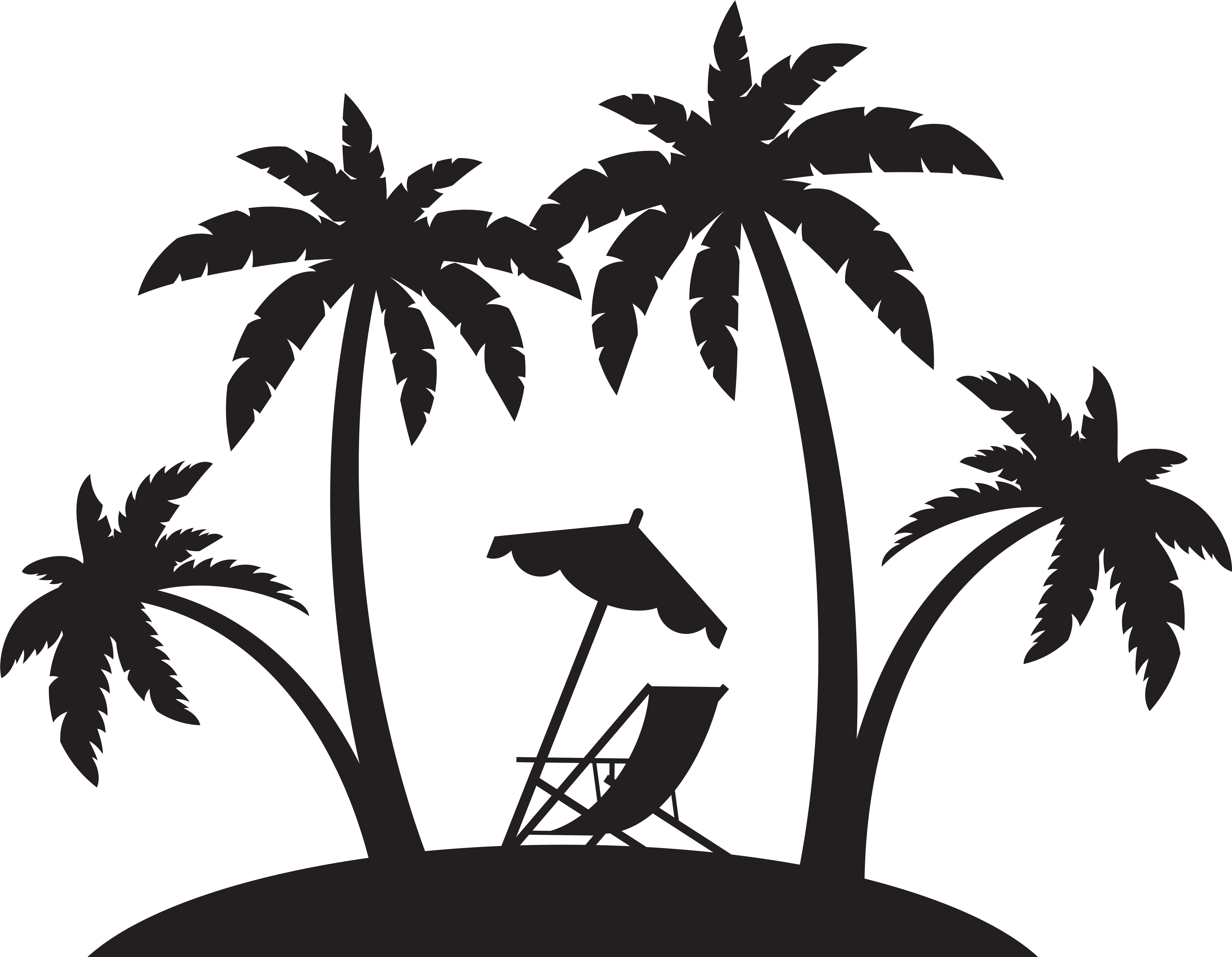 Palms And Beach Chair Silhouette Png Clip Art - Palms And Beach Chair Silhouette Png Clip Art (8000x6056)