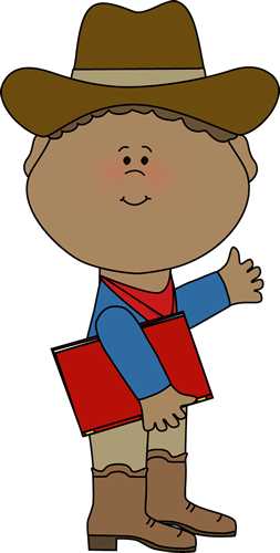 Cowboy With A Book - Cowboy Kids Clipart (253x500)