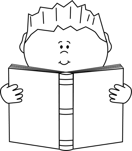 Reading A Book Clip Art Image - Read Clipart Black And White (436x500)