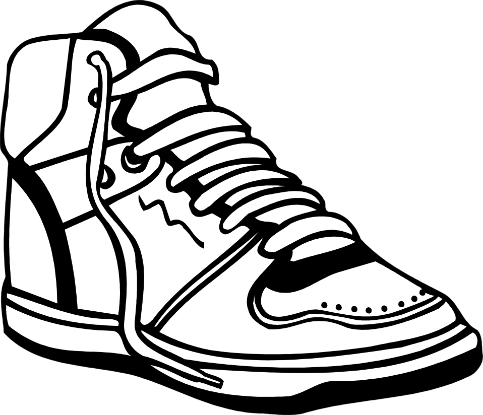 Nike Clipart Basketball Shoe - Shoe Clipart Black And White (958x824)