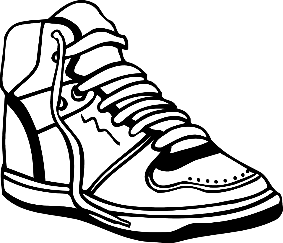Nike Clipart Basketball Shoe - Shoe Clipart Black And White - (958x824) Png  Clipart Download, image size:958x824