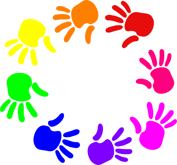 Colorful Circle Of Hands Nursery School Clip Art - Nursery Logo Clip Art (600x558)