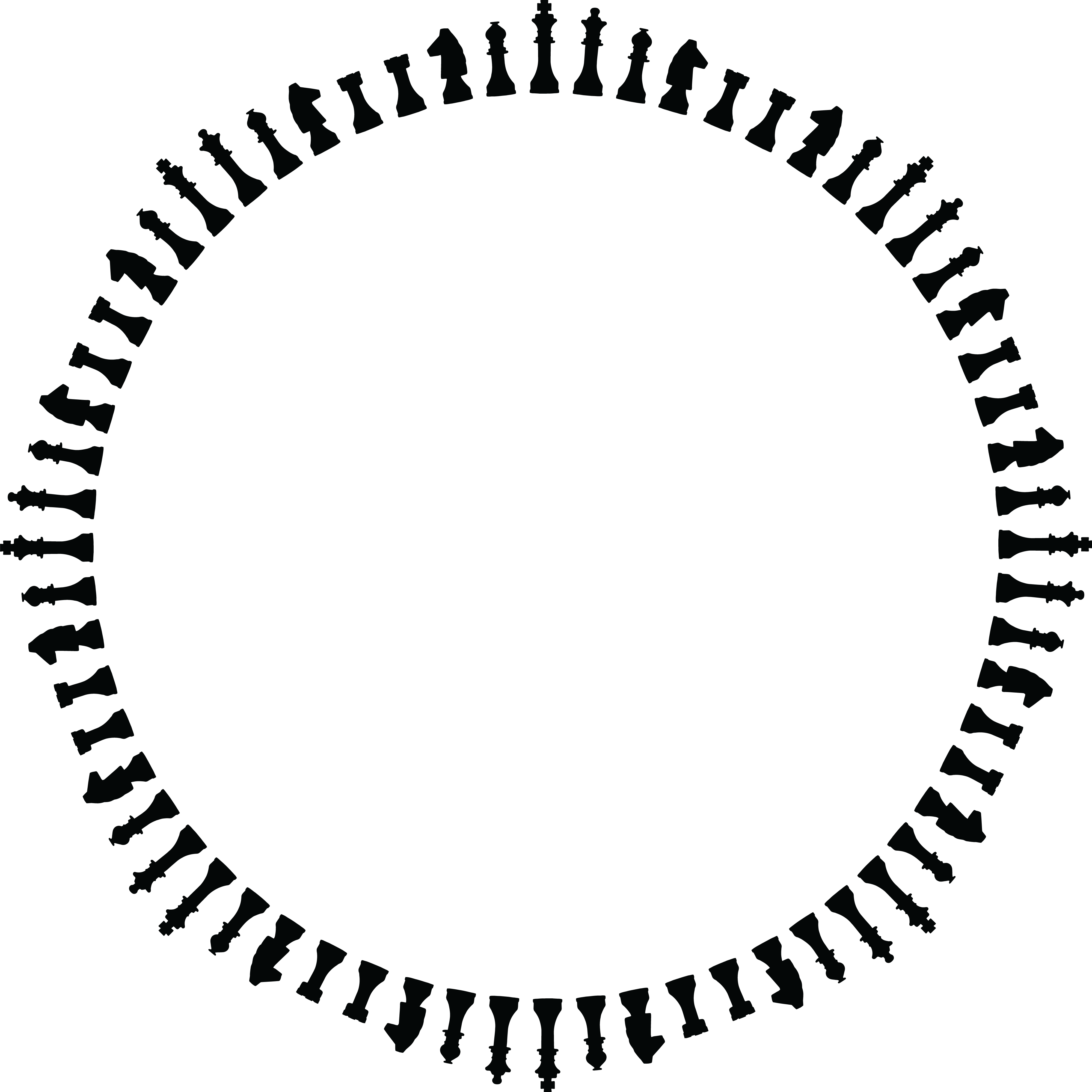 Free Clipart Of A Round Frame Of Chess Pieces In Black - Woman Silhouette Transparent Background (4000x4000)