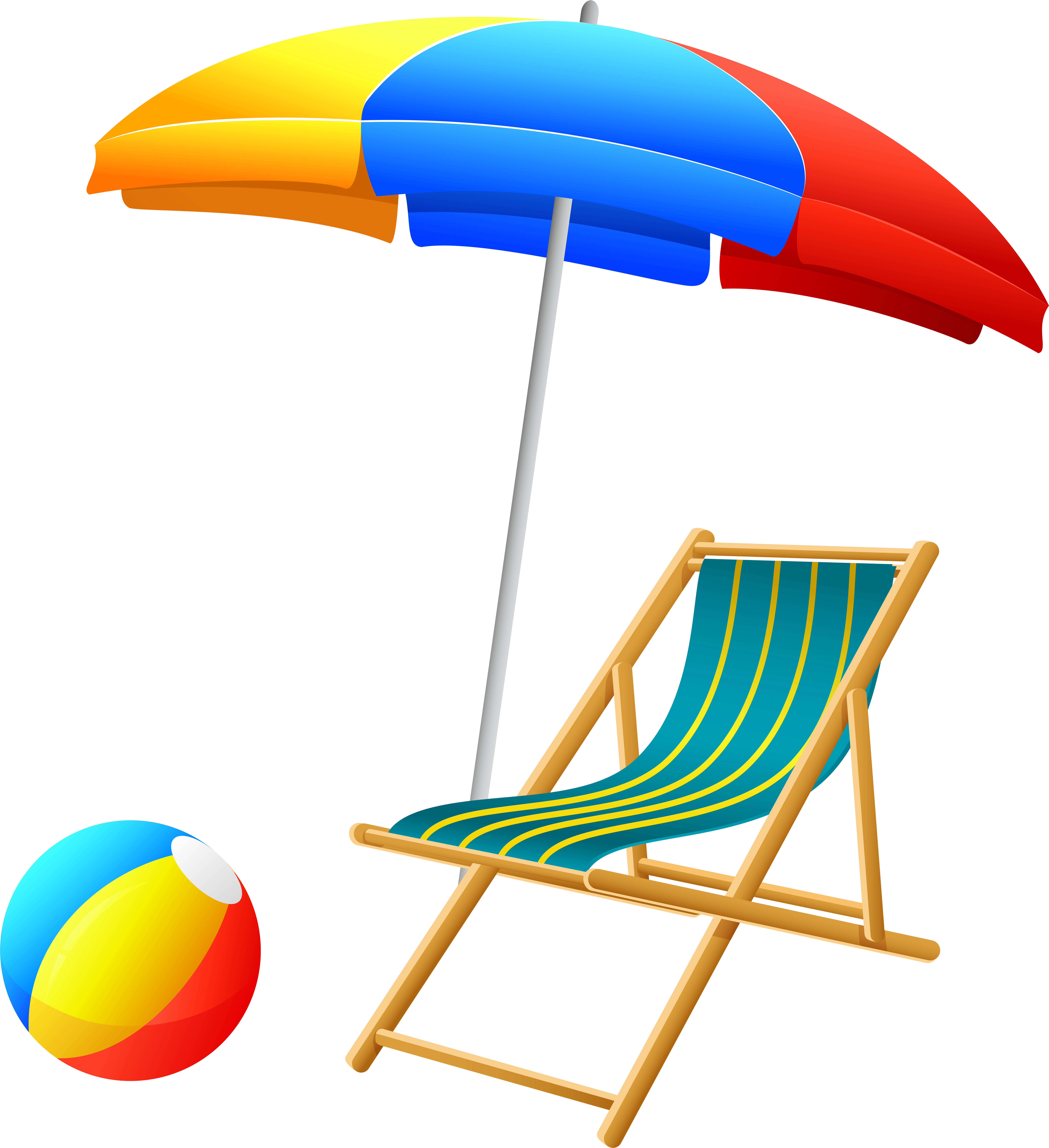 Beach Umbrella With Chair And Ball Png Clip Art - Beach Umbrella With Chair And Ball Png Clip Art (7313x8000)