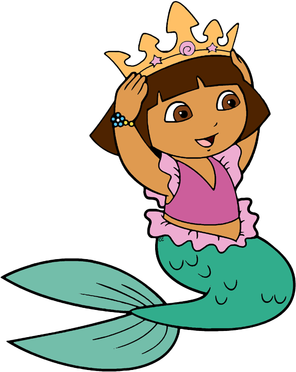 Dora The Explorer Clip Art - Dora The Explorer Dora Mermaid (590x738)