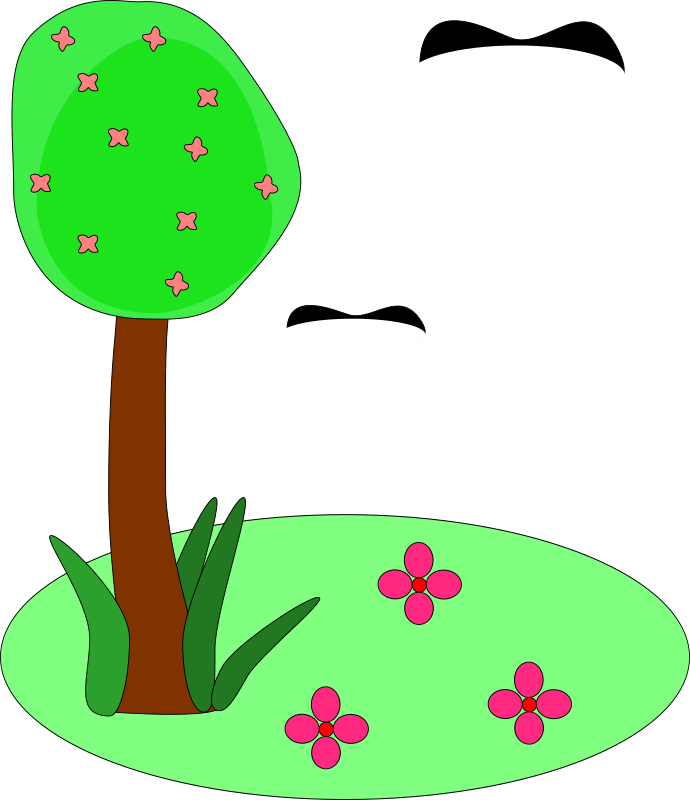 Trees And Flowers Cartoon (690x800)