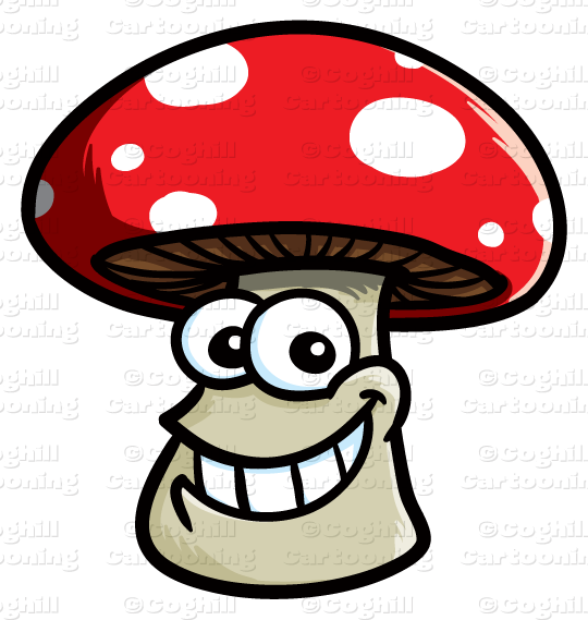 Smiling Mushroom Cartoon Character Clip Art Stock Illustration - Cartoon Mushroom With Face (540x569)