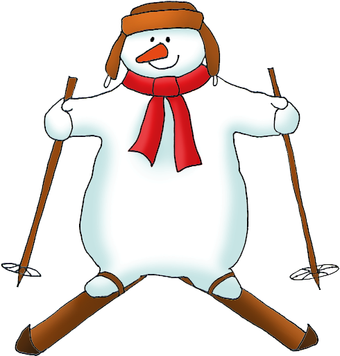 Snowman On Skis Clipart - Snowman Skating Clipart (521x619)