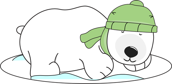 Polar Bear Sleeping In The Snow Clip Art - Winter Polar Bear Clipart (550x268)