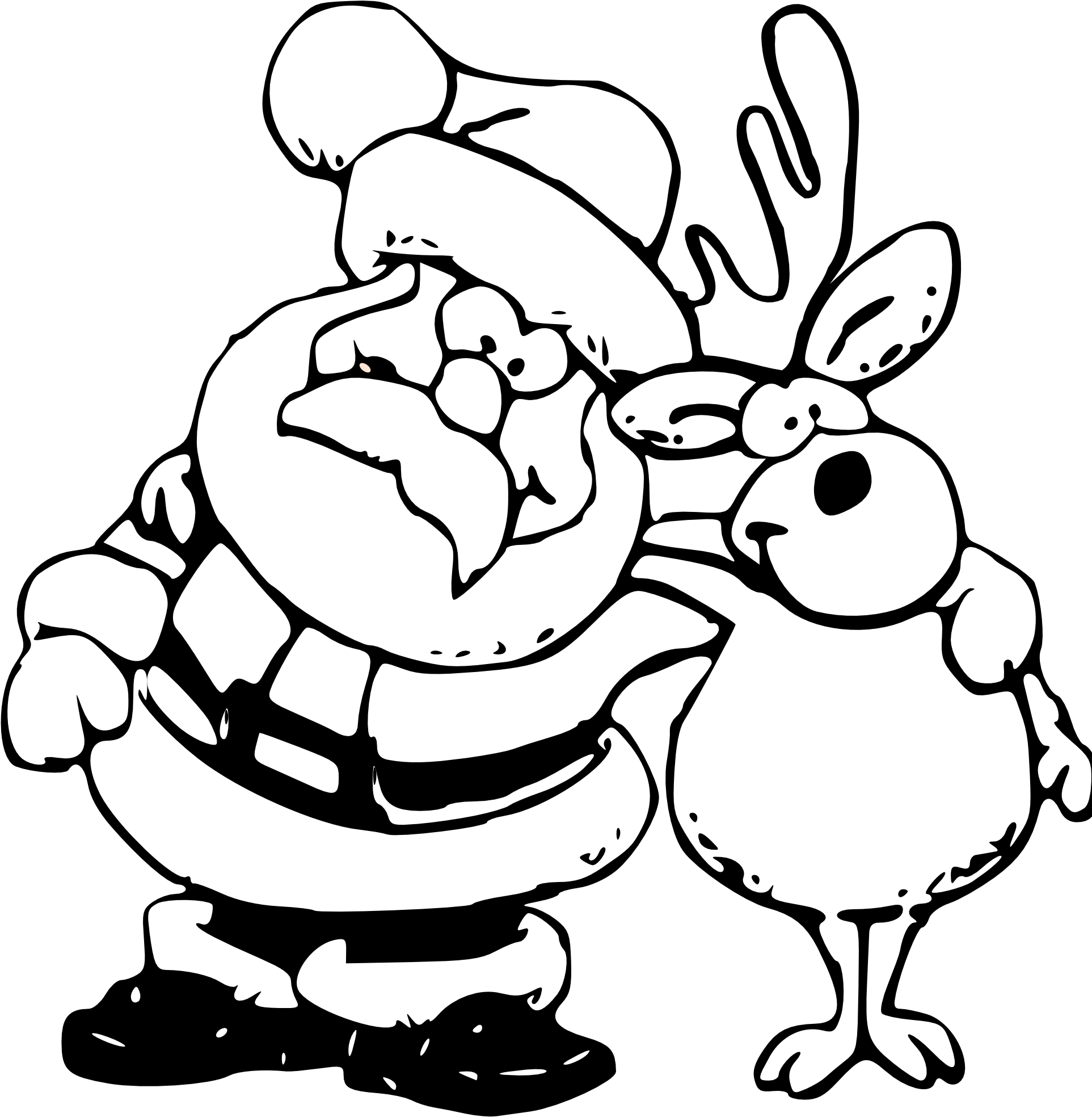 Christmas Black And White Reindeer Christmas Clipart - Funny Christmas Colo...