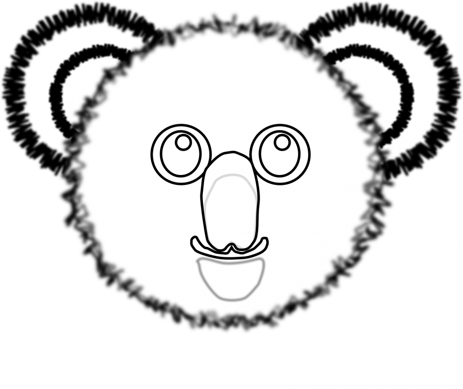 Koala Bear Black White Line Art Christmas Xmas Teddy - Koala Clipart Black And White Realistic (940x789)