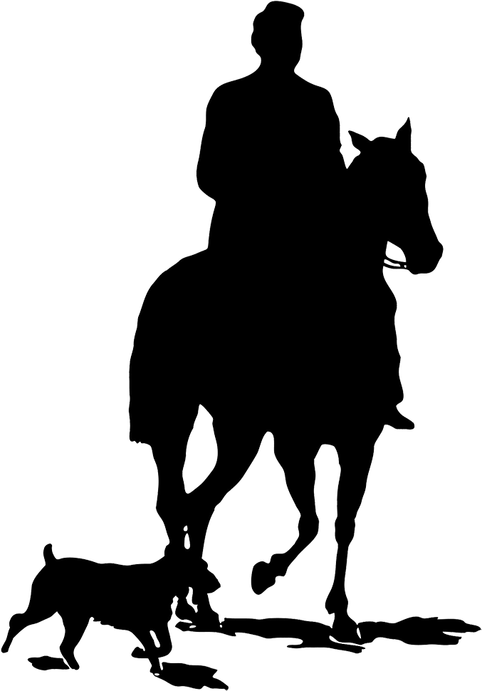 Black Horse Silhouette Clipart, Man With Horse And - He Coming Or Going (696x1004)