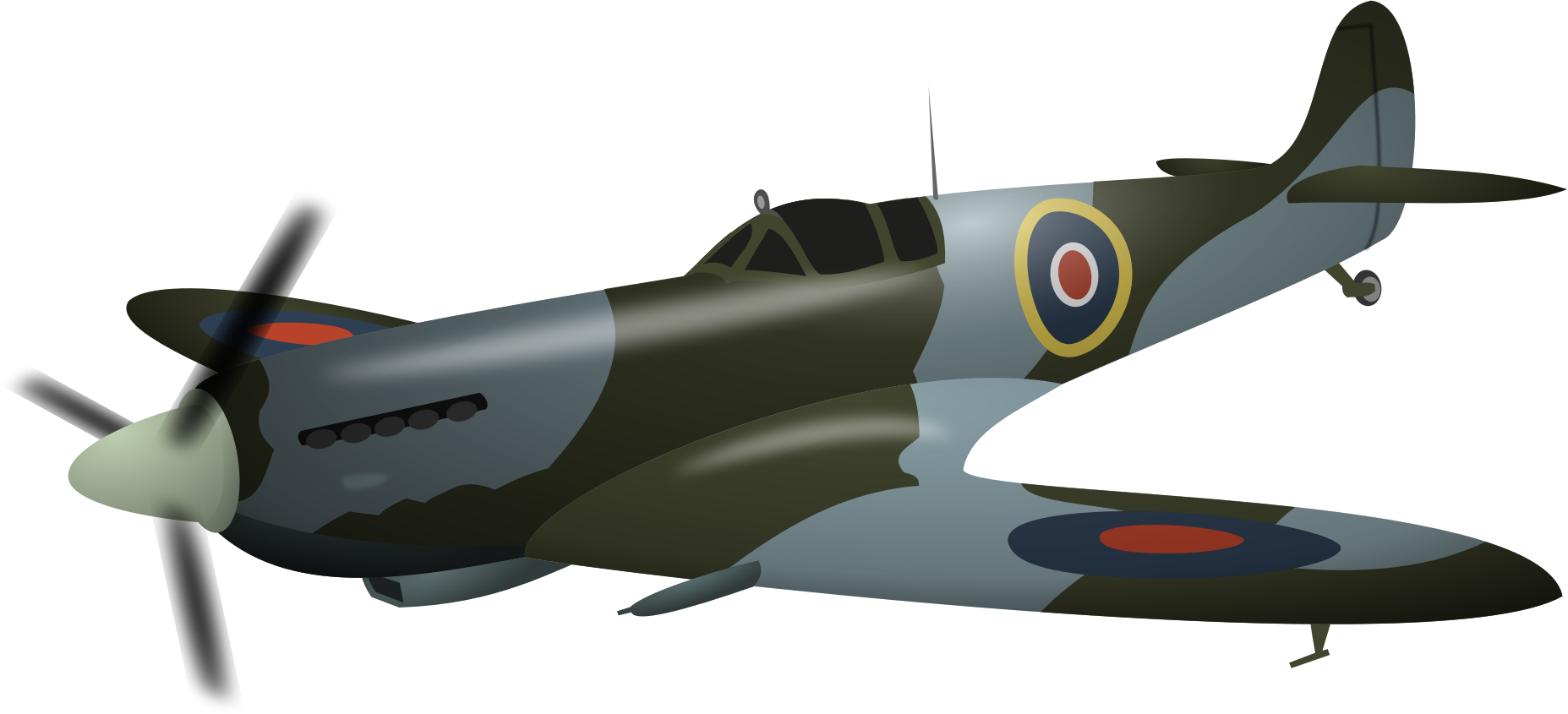 Aircraft Clipart Fighter Plane - Spitfire Clipart (1855x845)
