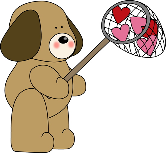 Caught Love - Valentine's Day Dog Clipart (550x506)