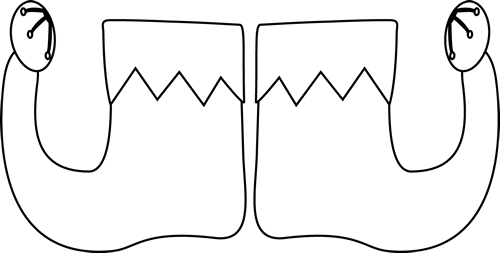 Black And White Elf Shoes Clip Art - Elf Shoes Clip Art (500x253)