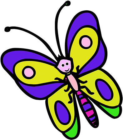 Cute Butterfly Clip Art - Cartoon Drawing Of A Butterfly (427x472)