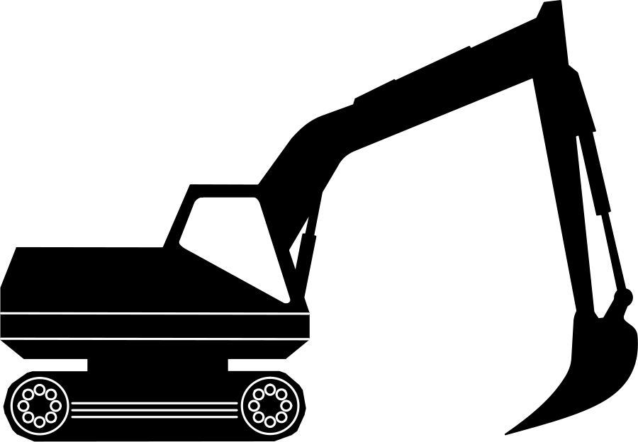 Construction - Equipment - Clipart - Excavator Clipart Black And White (900x624)