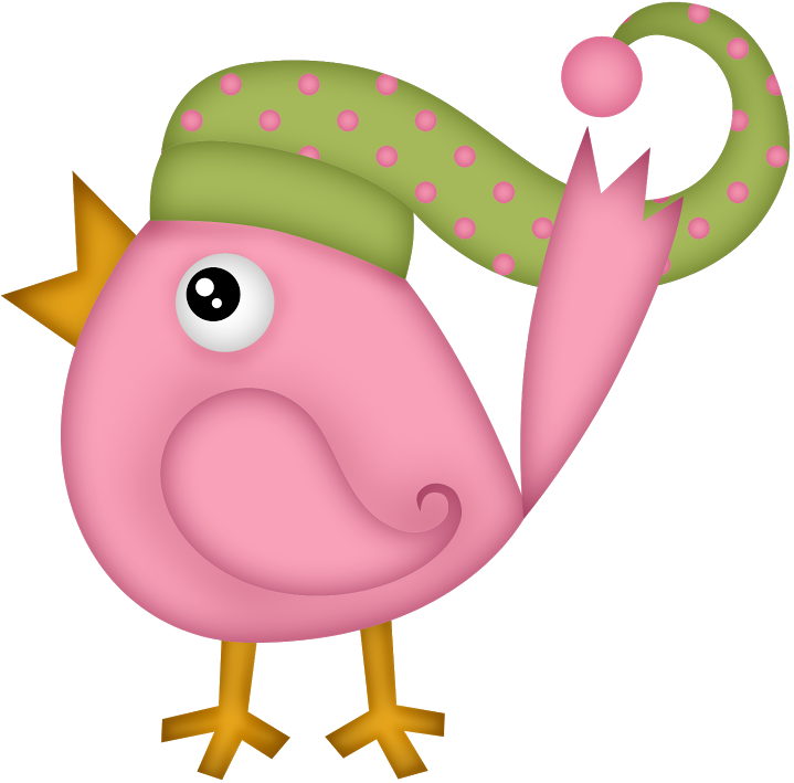 Winter Clipart, Christmas Clipart, Pink Bird, Piggy - Clip Art (719x709)