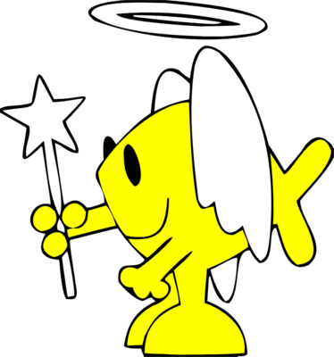 Angel Fish Clipart - Angel Fish With A Halo (374x400)