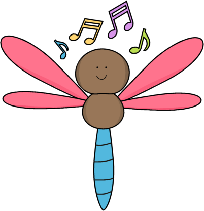 Musical Dragonfly - Cute Musical Notes Png (402x416)