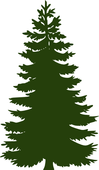Dark Green Pine Tree Clip Art At Clker - Green Pine Tree Silhouette (348x598)