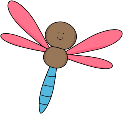 Pink And Brown Dragonfly - Cute Dragonfly Clipart (415x386)