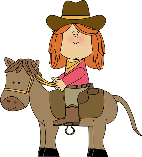 Cowboy Clip Art - Cartoon Cowgirl On Horse (452x500)