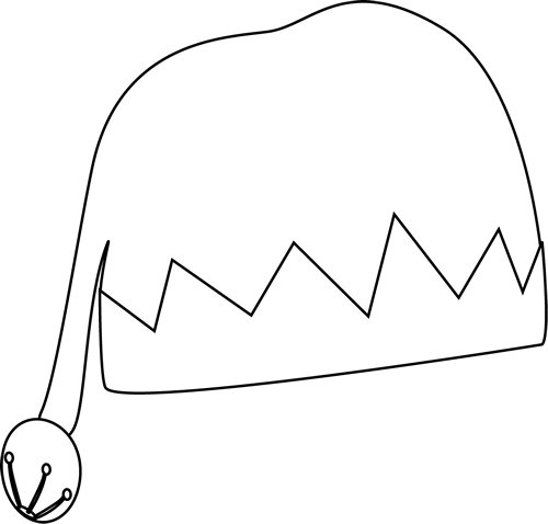 Winter Hat Hat Clipart Black And White - Elf Hats Black And White (500x478)