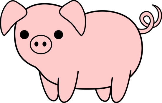 Pig Clipart Farm Animal - Pig Black And White (550x352)