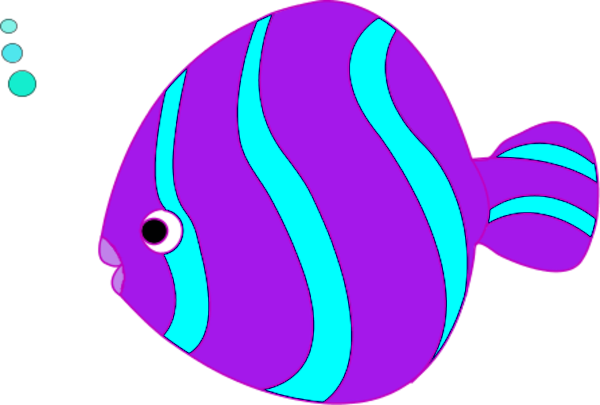 Teal Fish Cliparts - Fish Clipart Purple (600x405)