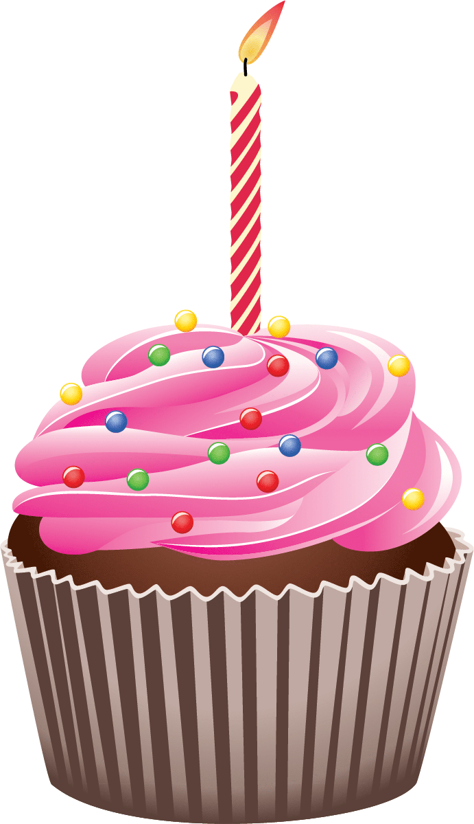 Happy Birthday Cupcake Clipart - Birthday Cupcake Clipart (691x1199)