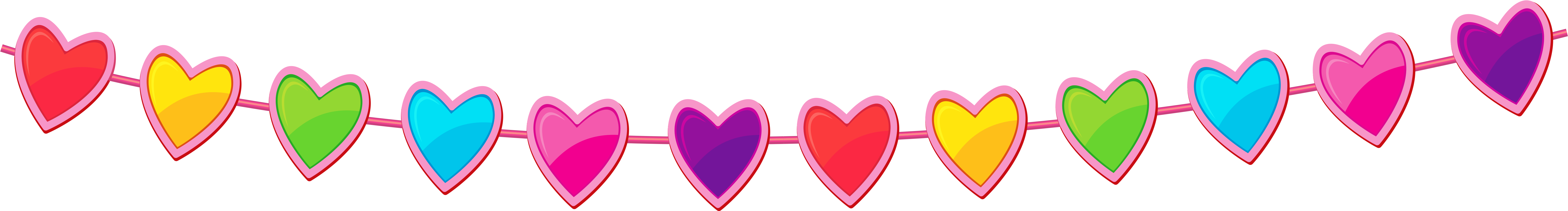 Birthday Hearts Clip Art - Line Of Hearts Clip Art (7009x1223)