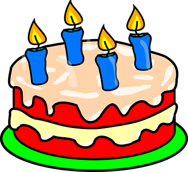 Cake Candles Icing Pink Yummy Birthday Fou - Birthday Cake Clip Art (371x340)