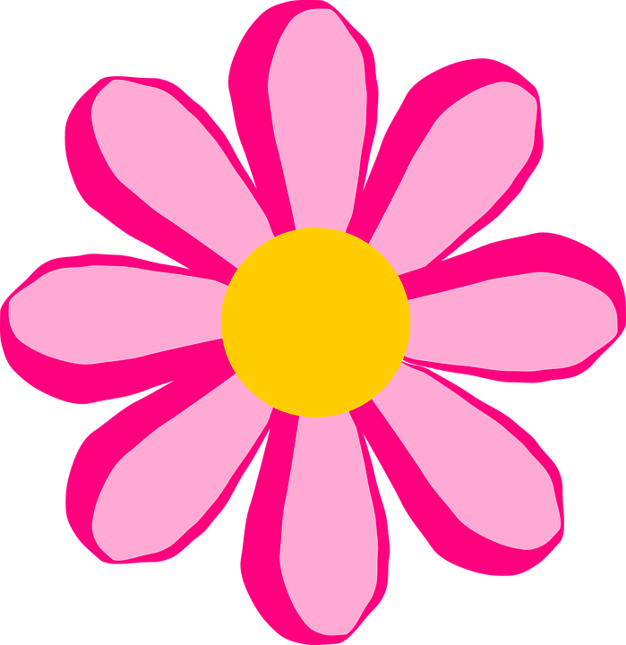 Yellow Flower Clipart Little Flower - Pink Flower Clip Art Free (699x720)