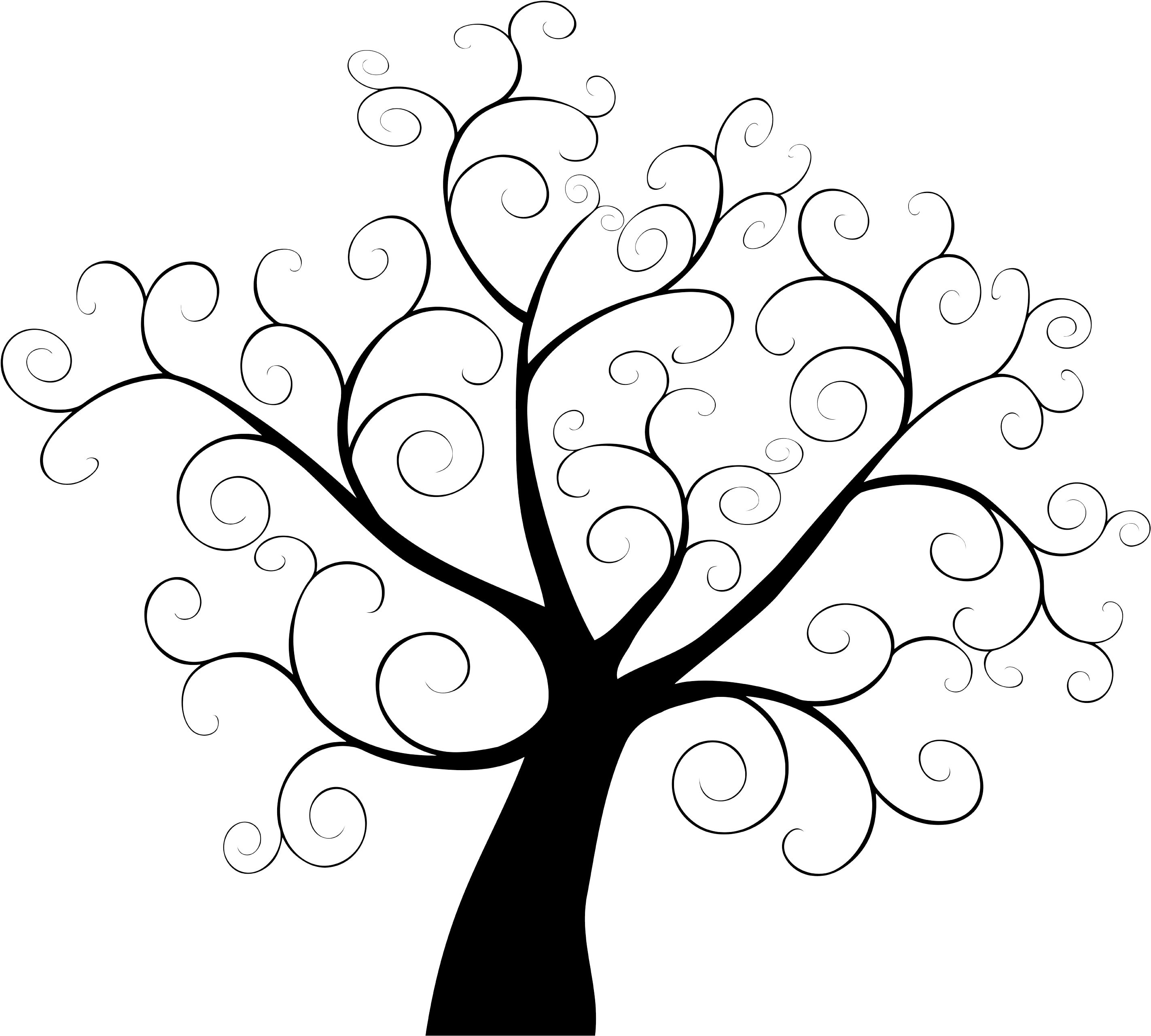 Tree Fingerprint Template Guestbook Clip Art - Tree Fingerprint Template Guestbook Clip Art (3000x3000)