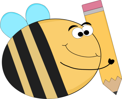 Funny Bee With A Big Pencil - Bee Clip Art Funny (400x324)