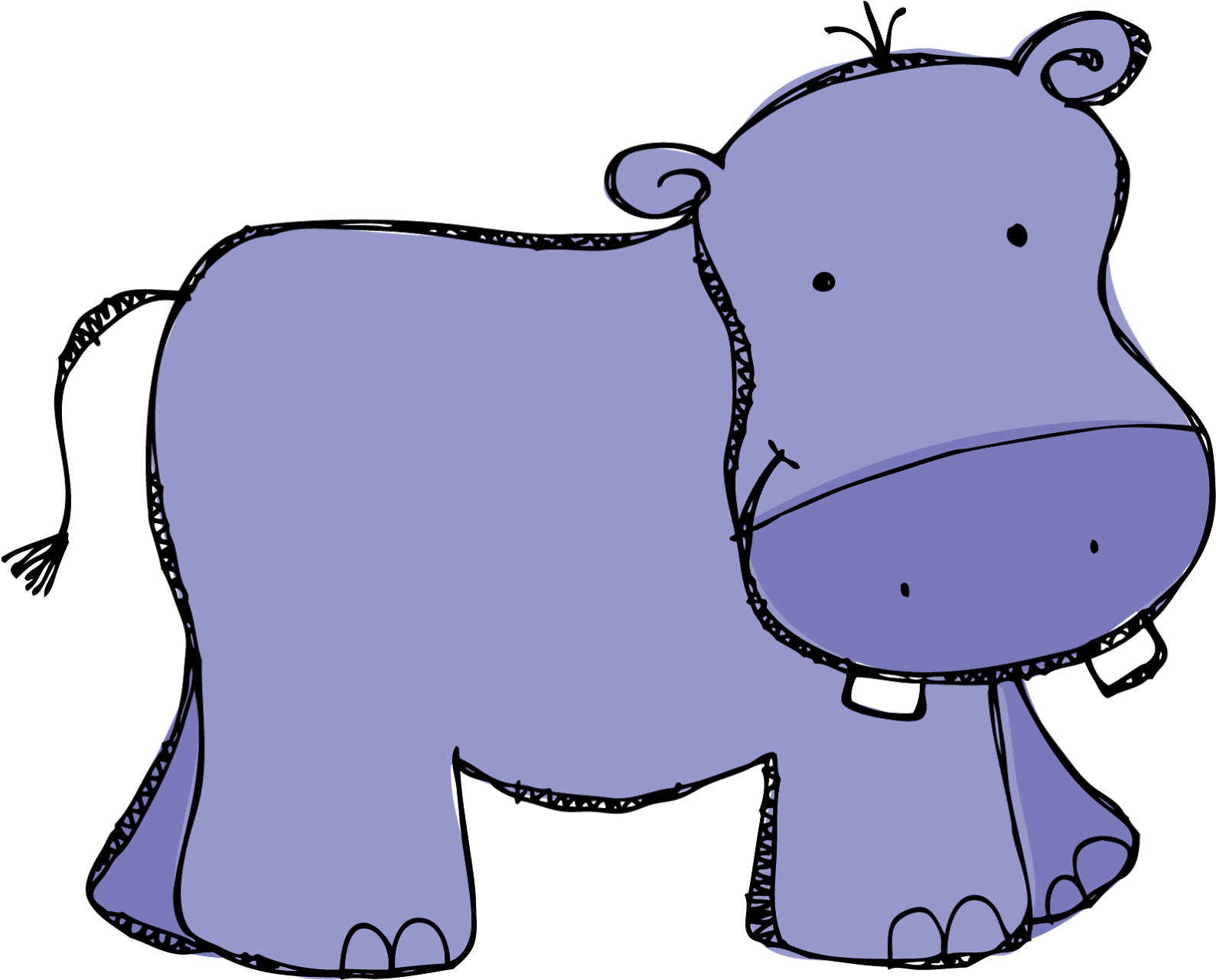 Purple Hippo Clipart Kid - Clip Art Hippo (1600x1289)