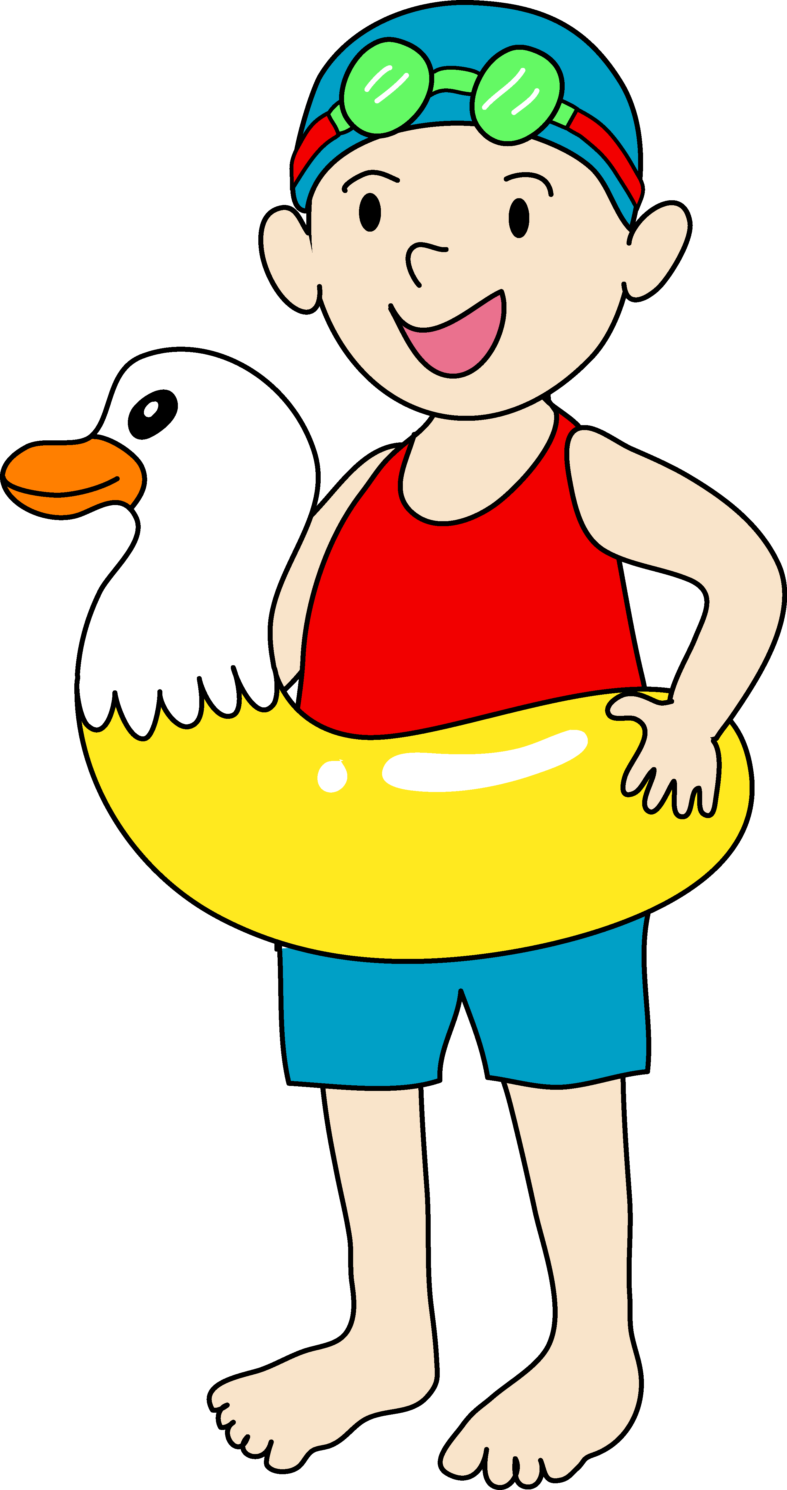 Happy Boy Clipart Black And White - Kids Swimming Clipart (2690x5089)