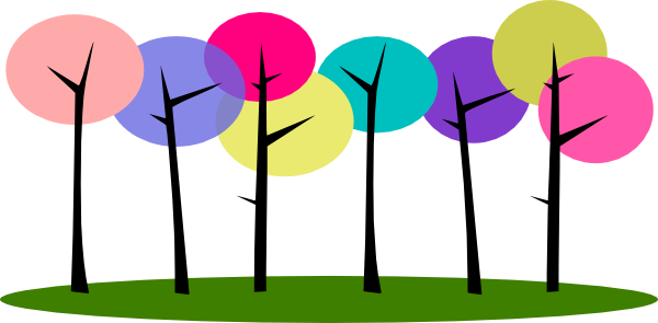 Trees Budding Tree Clipart Clipart Kid - Cartoon Trees In A Row (600x295)