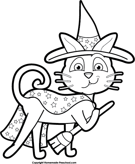 Halloween Cat Clip Art Black And White - Clip Art (446x544)
